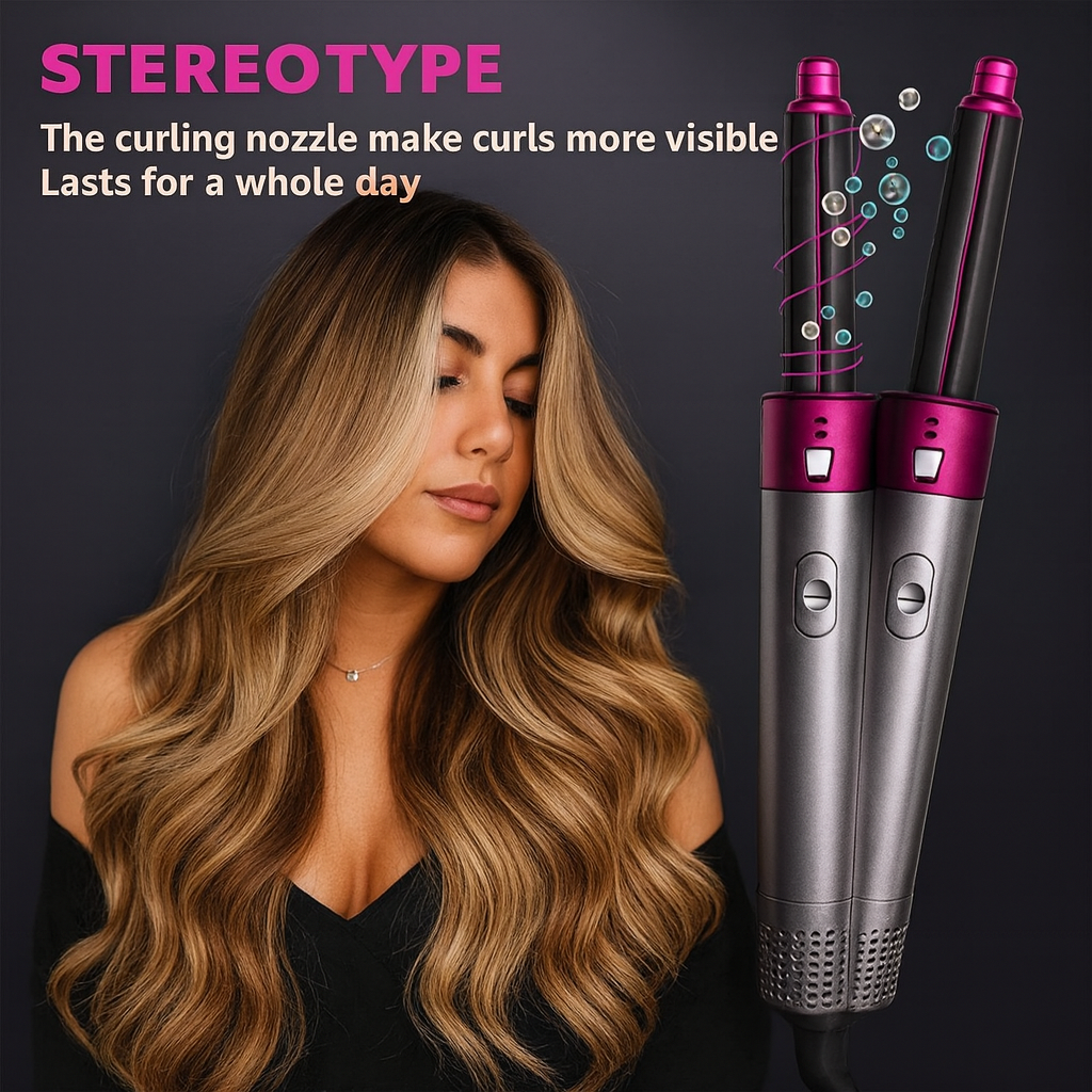 5 in 1 Multifunctional Hair Dryer Styling Tool, Detachable 5-in-1 Multi-Head Hot Air Comb, The Negative Ion Automatic Suction Hair Curler