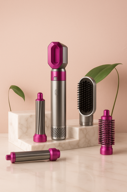 5 in 1 Multifunctional Hair Dryer Styling Tool, Detachable 5-in-1 Multi-Head Hot Air Comb, The Negative Ion Automatic Suction Hair Curler