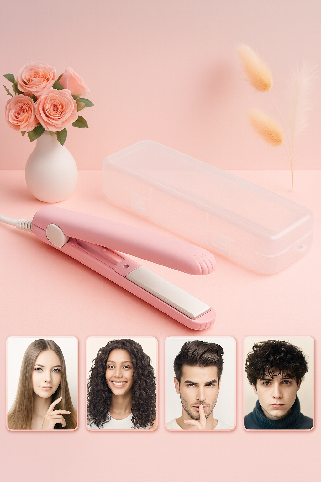 Mini Portable Electronic Hair Straightener And Curler