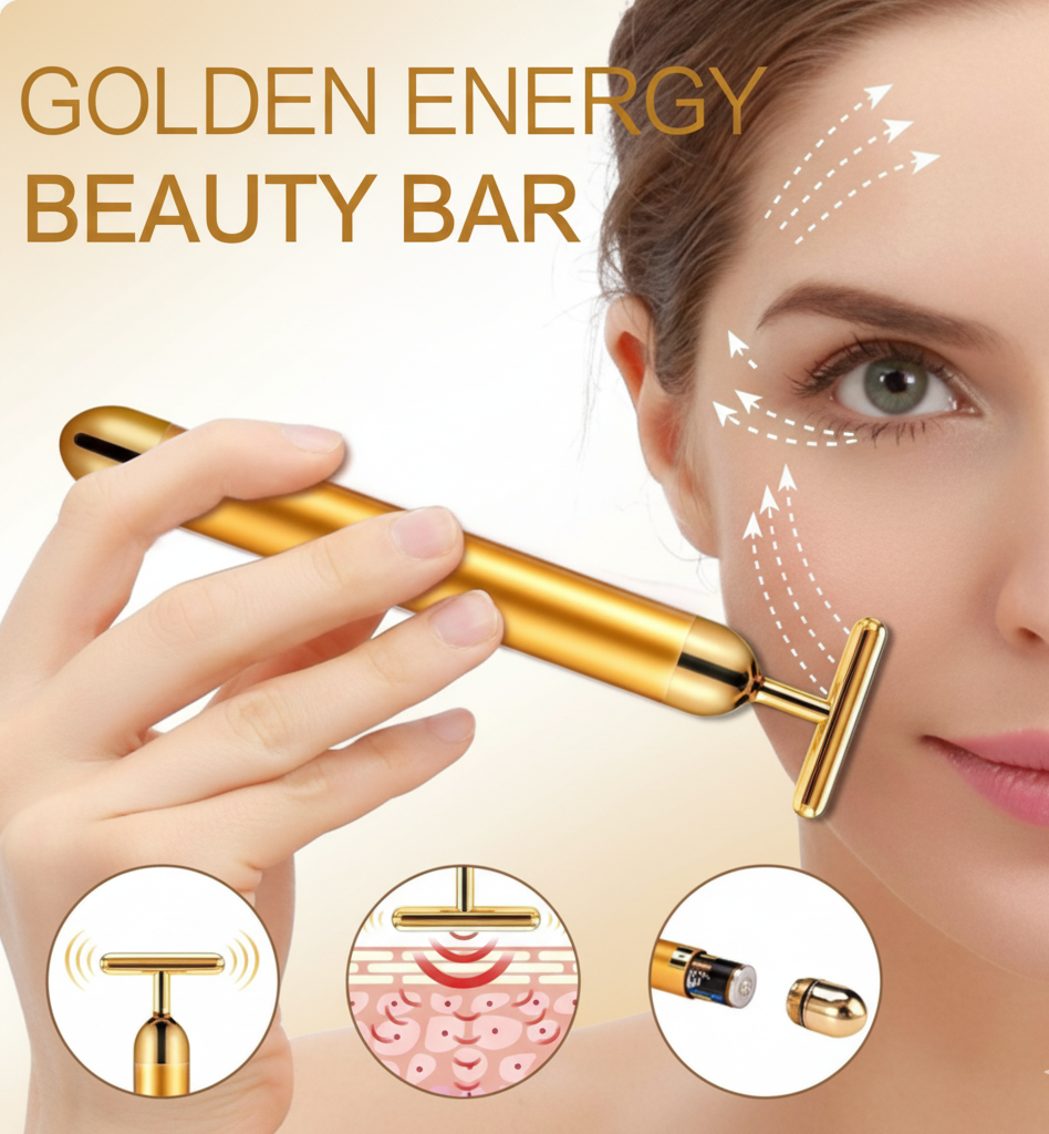 24K Gold Energy Beauty Bar Electric Facial Massage Roller