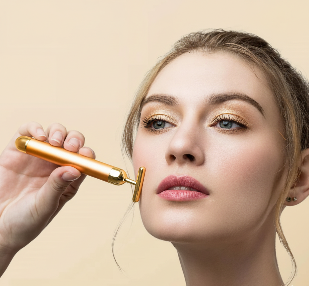 24K Gold Energy Beauty Bar Electric Facial Massage Roller