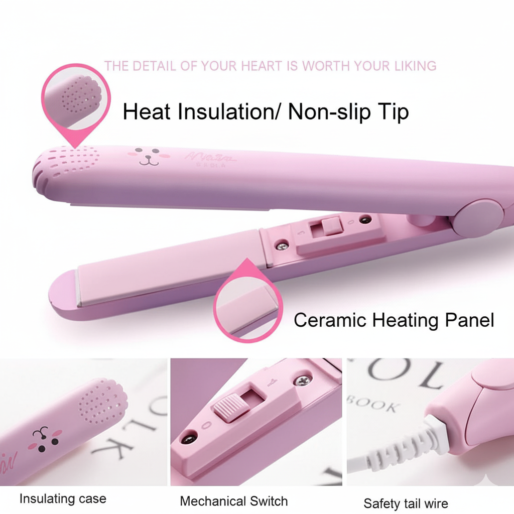Mini Portable Electronic Hair Straightener And Curler